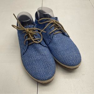 Patara Taj Nomad Blue Geometric Lace Up Shoes Mens Size 8.